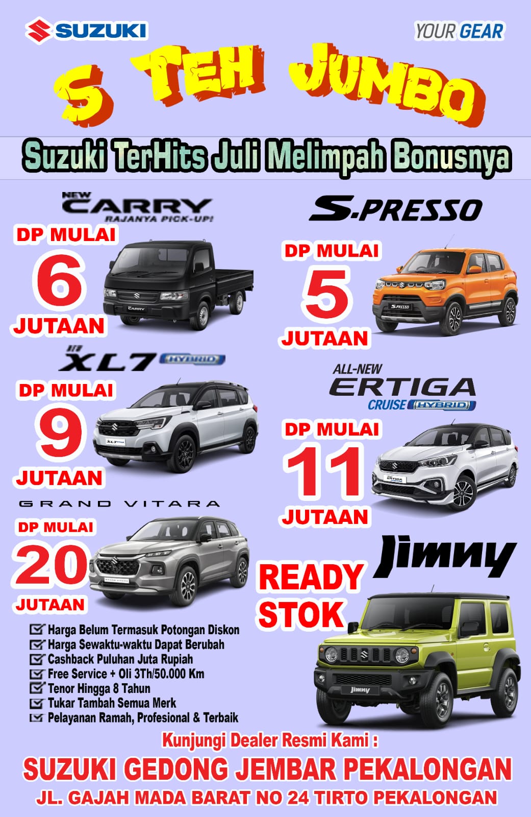 Promo Suzuki 2024, Harga Terbaik dan Kredit dengan DP murah Angsuran ringan di suzuki pe